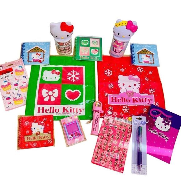 NEW Vintage Hello Kitty Sanrio Deadstock Large Lot Bags Pen Notebooks Sticker‎ - Picture 1 of 9